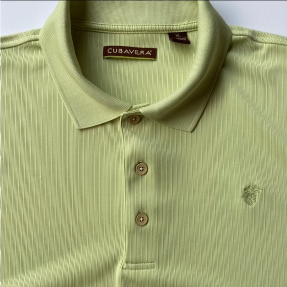 CUBAVERA Men’s Light Lime Textured Polo Golf Shirt Pineapple Embroidered Logo XL - Picture 7 of 16
